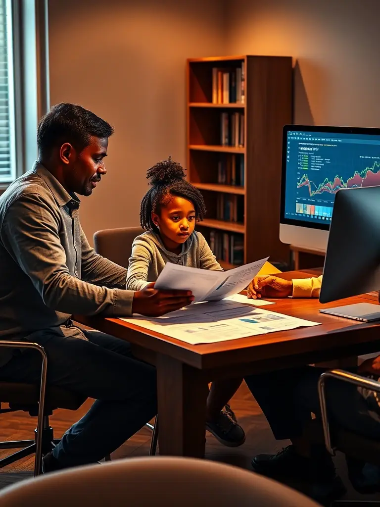 A South African family discussing their financial goals with a consultant, emphasizing the importance of financial planning.