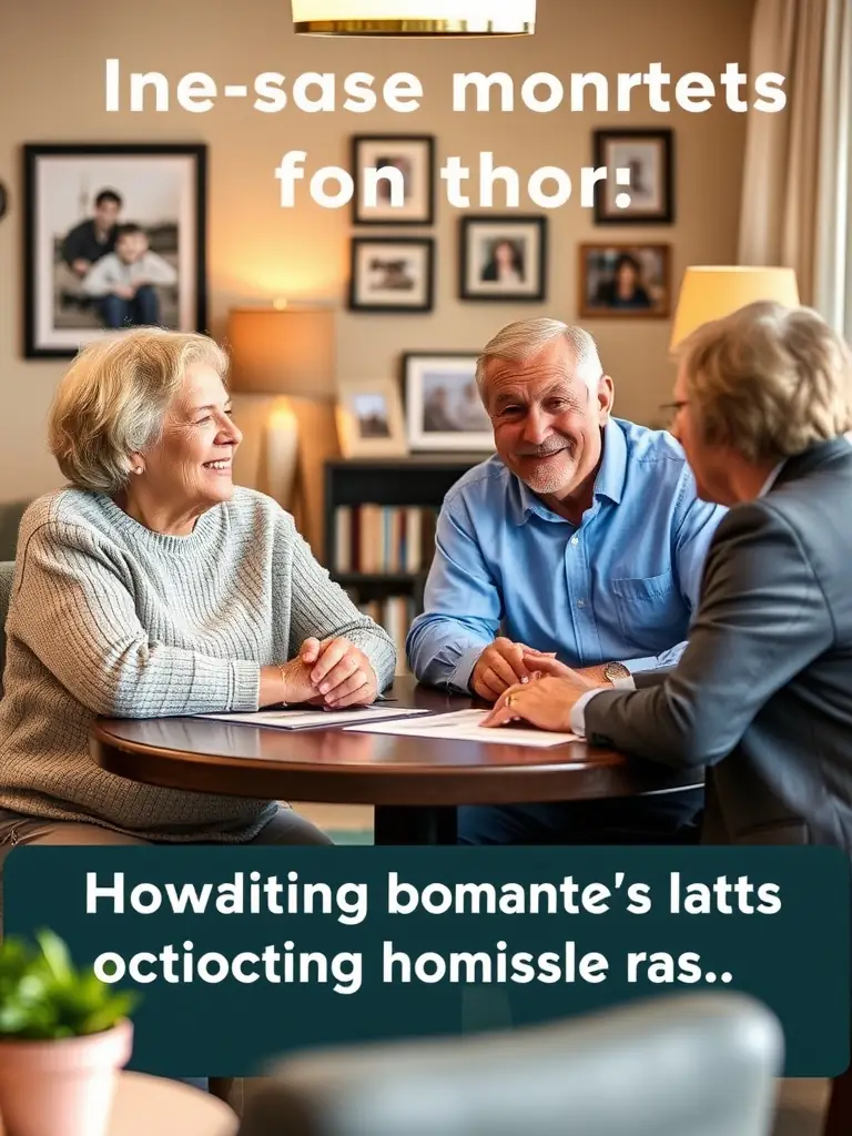A happy elderly couple reviewing their retirement plan documents with a financial advisor, illustrating mechanicgate.uno's retirement planning service.