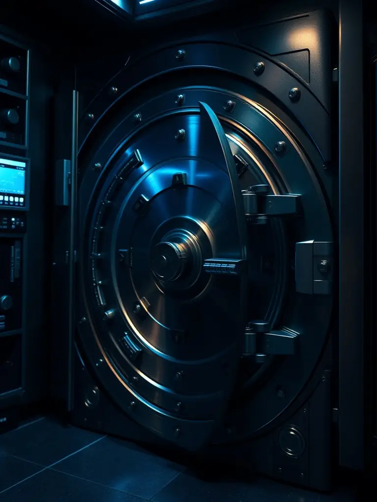 A secure digital vault representing the safety and security of digital assets and investments in South Africa.
